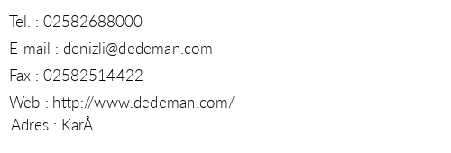 Dedeman Park Denizli telefon numaralar, faks, e-mail, posta adresi ve iletiim bilgileri