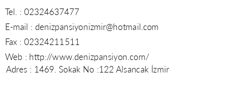 Deniz Pansiyon telefon numaralar, faks, e-mail, posta adresi ve iletiim bilgileri