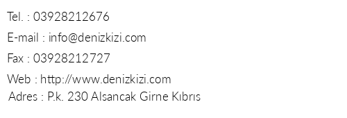 Denizkz Royal Hotel telefon numaralar, faks, e-mail, posta adresi ve iletiim bilgileri