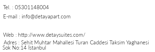 Detay Suites telefon numaralar, faks, e-mail, posta adresi ve iletiim bilgileri