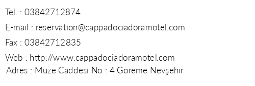 Dora Motel telefon numaralar, faks, e-mail, posta adresi ve iletiim bilgileri