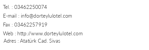 Drt Eyll Otel telefon numaralar, faks, e-mail, posta adresi ve iletiim bilgileri