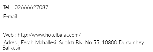Dursunbey Hotel Balat telefon numaralar, faks, e-mail, posta adresi ve iletiim bilgileri