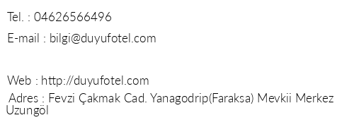 Duyuf Uzungl Otel telefon numaralar, faks, e-mail, posta adresi ve iletiim bilgileri