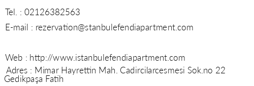 Efendi Apartment Gedikpaa telefon numaralar, faks, e-mail, posta adresi ve iletiim bilgileri