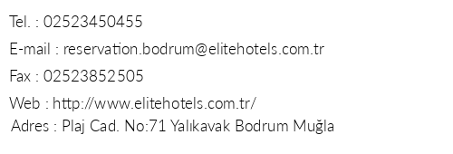 Elite Hotel telefon numaralar, faks, e-mail, posta adresi ve iletiim bilgileri
