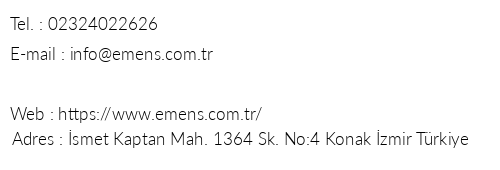Emens Hotel telefon numaralar, faks, e-mail, posta adresi ve iletiim bilgileri