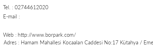 Emet Bor Park Otel telefon numaralar, faks, e-mail, posta adresi ve iletiim bilgileri