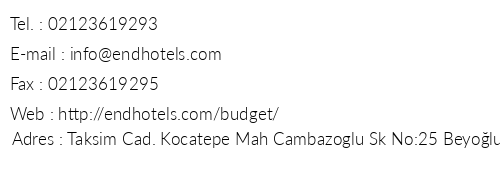 End Budget Taksim telefon numaralar, faks, e-mail, posta adresi ve iletiim bilgileri