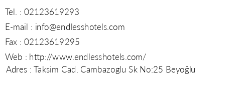 Endless Hotel telefon numaralar, faks, e-mail, posta adresi ve iletiim bilgileri