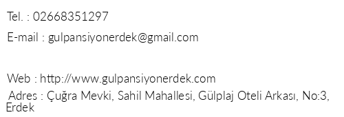 Erdek Gl Pansiyon telefon numaralar, faks, e-mail, posta adresi ve iletiim bilgileri
