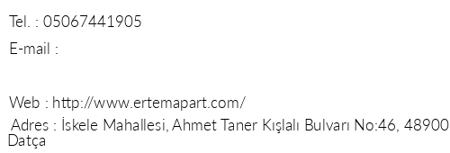 Ertem Apart telefon numaralar, faks, e-mail, posta adresi ve iletiim bilgileri