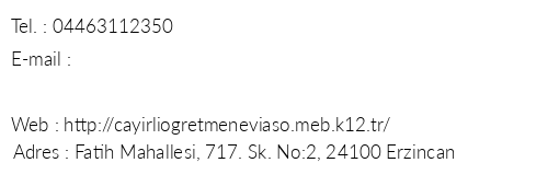 Erzincan ayrl retmenevi telefon numaralar, faks, e-mail, posta adresi ve iletiim bilgileri