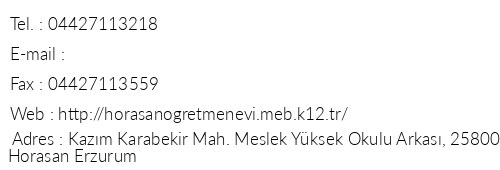 Erzurum Horasan retmenevi telefon numaralar, faks, e-mail, posta adresi ve iletiim bilgileri