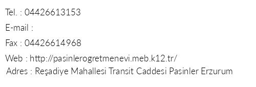 Erzurum Pasinler retmenevi telefon numaralar, faks, e-mail, posta adresi ve iletiim bilgileri