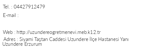 Erzurum Uzundere retmenevi telefon numaralar, faks, e-mail, posta adresi ve iletiim bilgileri