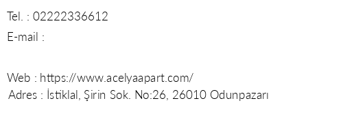 Eskiehir Aelya Kz Apart telefon numaralar, faks, e-mail, posta adresi ve iletiim bilgileri