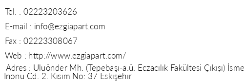 Eskiehir Ezgi Apart telefon numaralar, faks, e-mail, posta adresi ve iletiim bilgileri