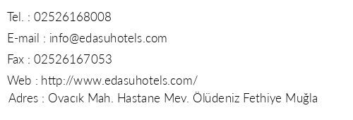 Edasu Hotel telefon numaralar, faks, e-mail, posta adresi ve iletiim bilgileri