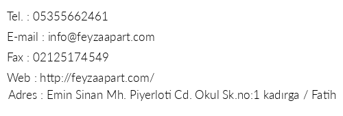 Feyza Apart telefon numaralar, faks, e-mail, posta adresi ve iletiim bilgileri