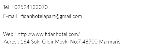 Fidan Hotel telefon numaralar, faks, e-mail, posta adresi ve iletiim bilgileri