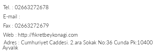 Fikret Bey Kona telefon numaralar, faks, e-mail, posta adresi ve iletiim bilgileri