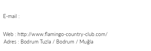 Flamingo Country Tatil Ky telefon numaralar, faks, e-mail, posta adresi ve iletiim bilgileri
