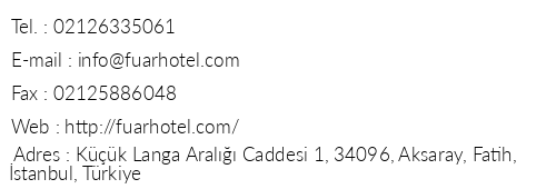 Otel Fuar telefon numaralar, faks, e-mail, posta adresi ve iletiim bilgileri