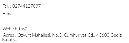 Gediz Erdoan Otel telefon numaralar, faks, e-mail, posta adresi ve iletiim bilgileri