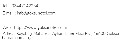 Gksun Otel Gksun telefon numaralar, faks, e-mail, posta adresi ve iletiim bilgileri