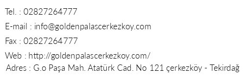 Golden Palas Hotel telefon numaralar, faks, e-mail, posta adresi ve iletiim bilgileri