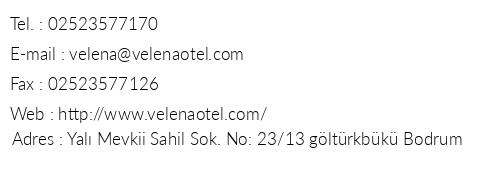 Gltrkbk Velena Otel telefon numaralar, faks, e-mail, posta adresi ve iletiim bilgileri