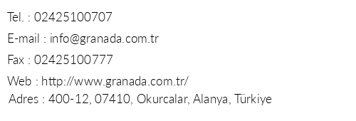 Granada Luxury Okurcalar telefon numaralar, faks, e-mail, posta adresi ve iletiim bilgileri