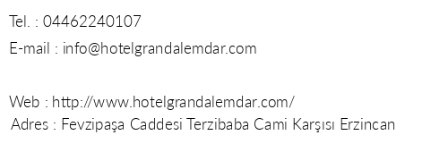 Grand Alemdar Hotel telefon numaralar, faks, e-mail, posta adresi ve iletiim bilgileri