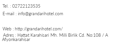 Grand Ar Otel telefon numaralar, faks, e-mail, posta adresi ve iletiim bilgileri