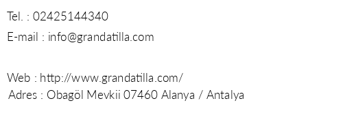 Grand Atilla Otel telefon numaralar, faks, e-mail, posta adresi ve iletiim bilgileri