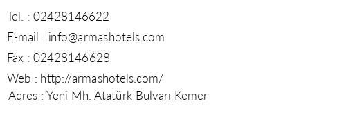 Armas Gl Beach & Resort telefon numaralar, faks, e-mail, posta adresi ve iletiim bilgileri