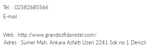 Grand zfidan Otel telefon numaralar, faks, e-mail, posta adresi ve iletiim bilgileri