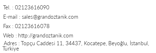 Grand ztank Hotel telefon numaralar, faks, e-mail, posta adresi ve iletiim bilgileri