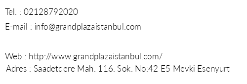 Grand Plaza Hotel telefon numaralar, faks, e-mail, posta adresi ve iletiim bilgileri