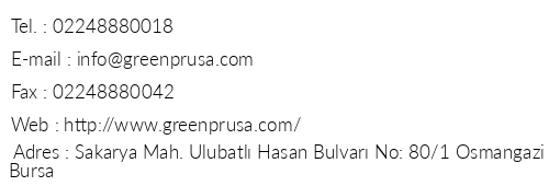 Green Prusa Hotel telefon numaralar, faks, e-mail, posta adresi ve iletiim bilgileri
