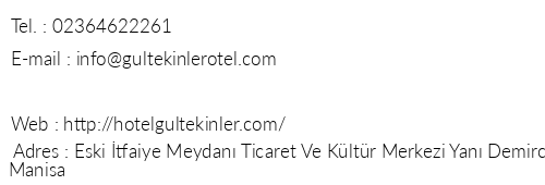 Gltekinler Otel telefon numaralar, faks, e-mail, posta adresi ve iletiim bilgileri