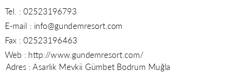 Gndem Resort Hotel telefon numaralar, faks, e-mail, posta adresi ve iletiim bilgileri
