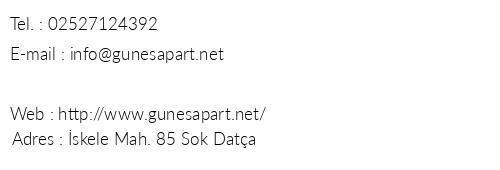 Gne Apart Otel telefon numaralar, faks, e-mail, posta adresi ve iletiim bilgileri