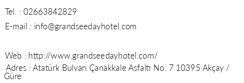 Gre Grand See Day Termal Hotel telefon numaralar, faks, e-mail, posta adresi ve iletiim bilgileri
