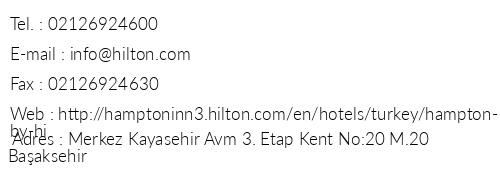 Hampton By Hilton stanbul Kayaehir telefon numaralar, faks, e-mail, posta adresi ve iletiim bilgileri