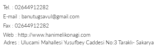 Hanmeli Kona telefon numaralar, faks, e-mail, posta adresi ve iletiim bilgileri