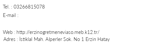 Hatay Erzin retmenevi telefon numaralar, faks, e-mail, posta adresi ve iletiim bilgileri