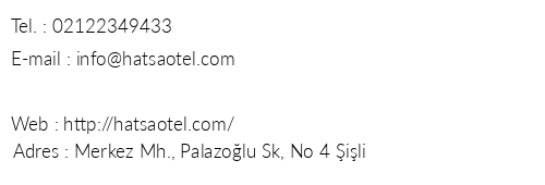 Hatsa Otel telefon numaralar, faks, e-mail, posta adresi ve iletiim bilgileri