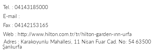Hilton Garden nn anlurfa telefon numaralar, faks, e-mail, posta adresi ve iletiim bilgileri